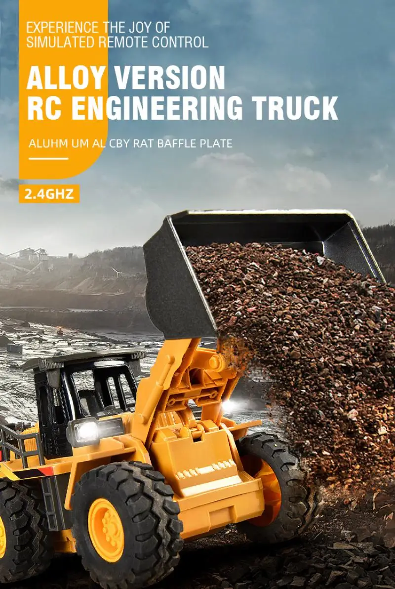Robot Bulldozer RC Tout Terrain - Véhicule de Chantier Télécommandé