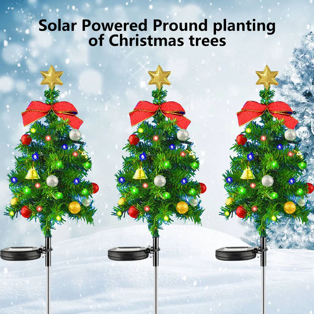 

Solar Christmas Tree Decor Lights Outdoors Waterproof LED Lawn Garden Patio Porch Landscape Lamps New Year Christmas Party Gifts