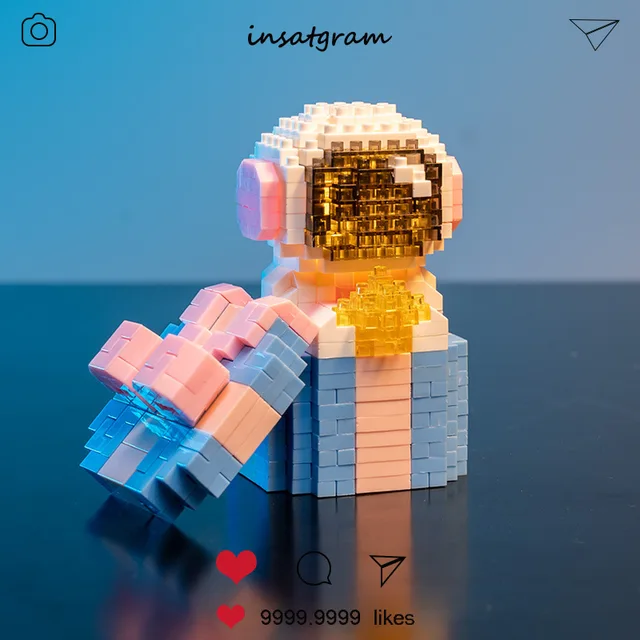 Micro Particle Building Blocks Creative Space Aerospace Glowing Astronaut Figure With Light DIY Bricks Set Toys For Kids Gift - Image 4