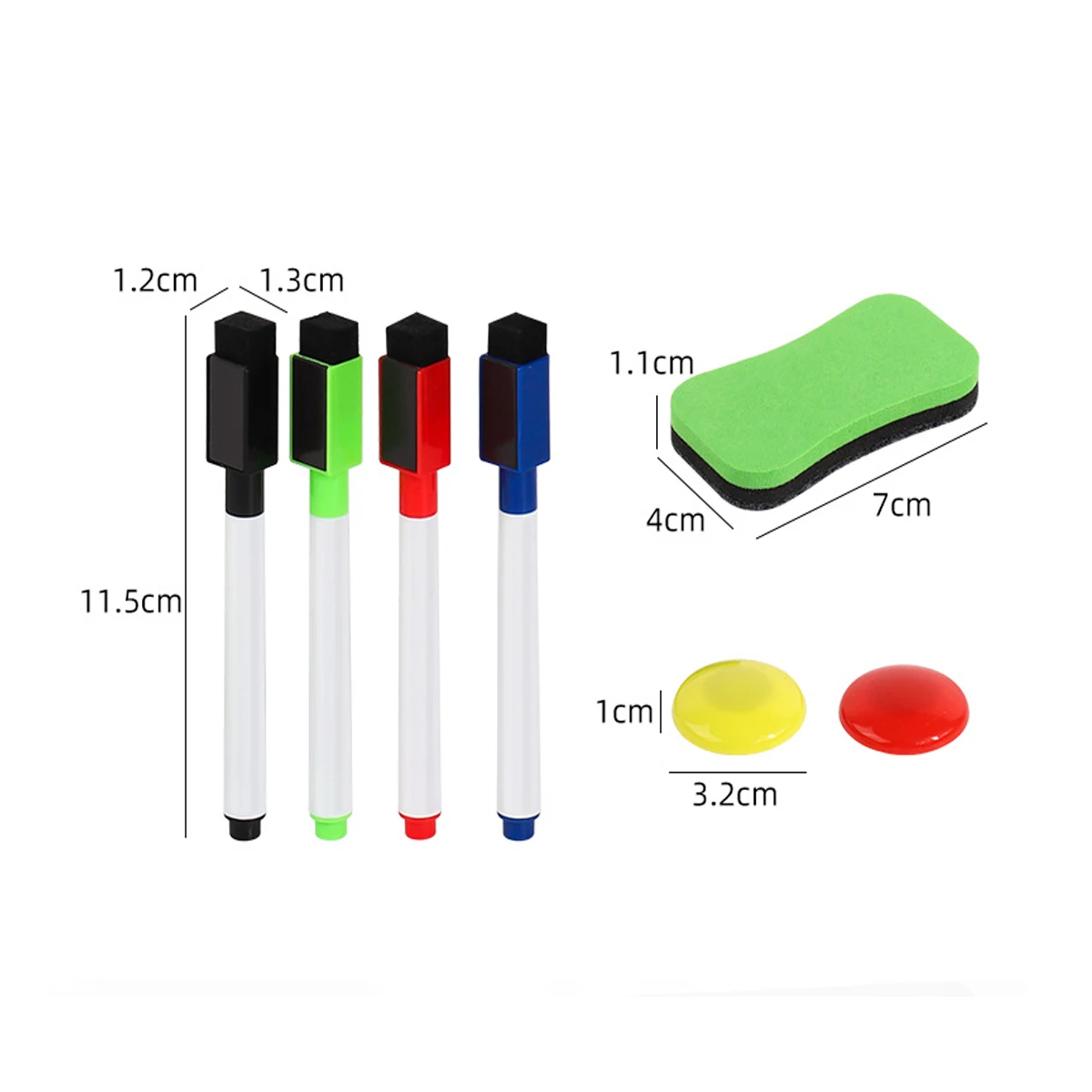 4 Colors Magnetic Whiteboard Markers Set with Eraser & Magnets for Office & School - 4
