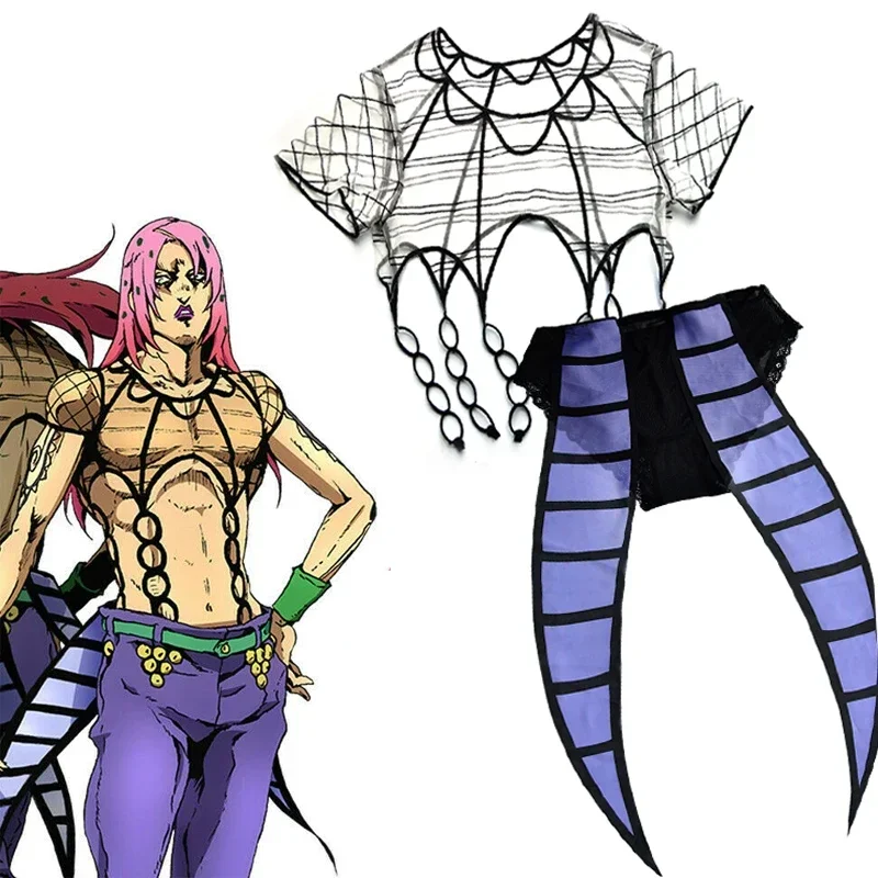 

JOJO5 Anime JoJo's Bizarre Adventure Golden Wind Diavolo Cosplay Costume Lingerie King Crimson Lace Body Suit Party Underwear