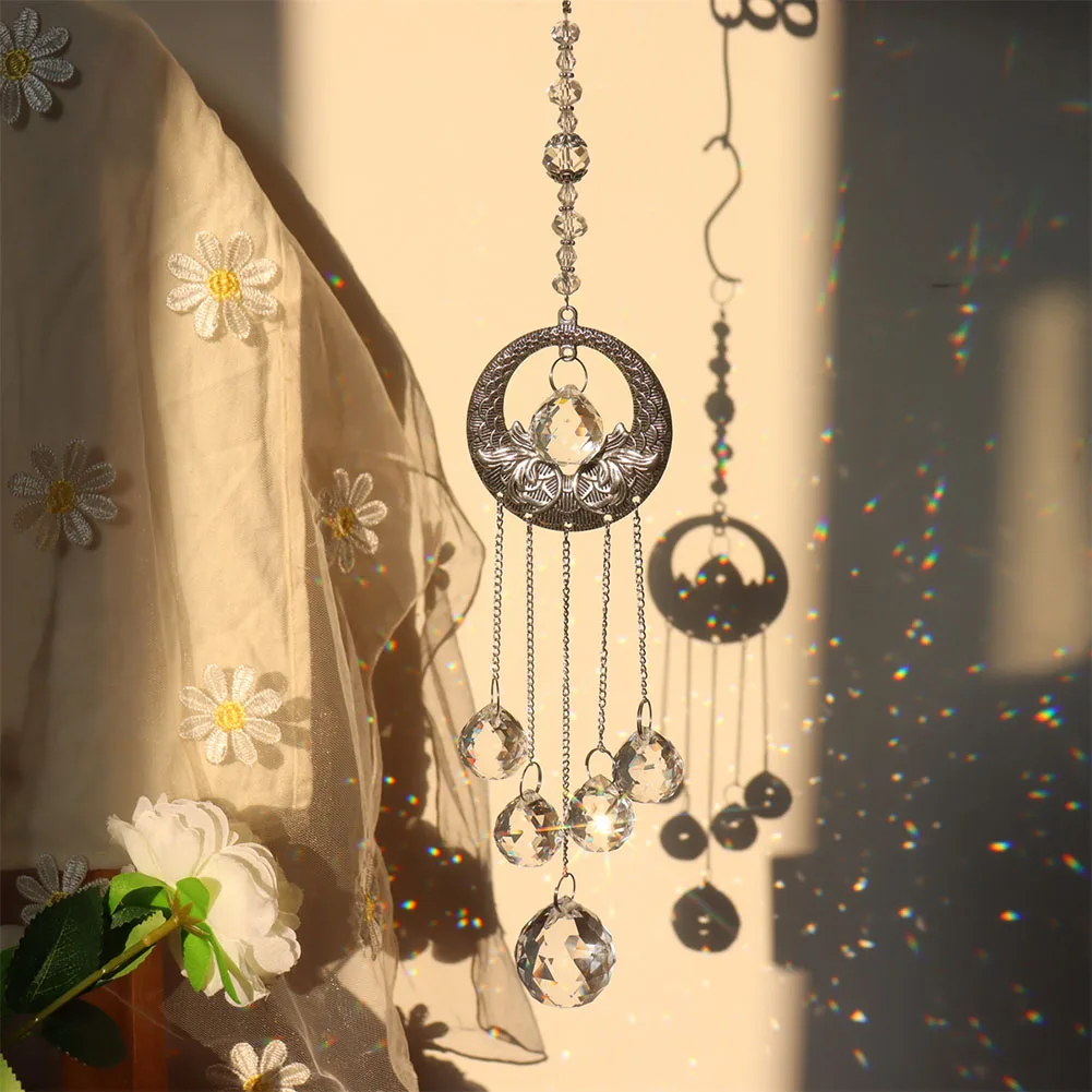 Crystal Wind Chime Crystal Sun Catcher Round Ball Dream Catchers Wind Bells Hanging Home Room Chandelier Garden Decoration sun catcher sun catchers