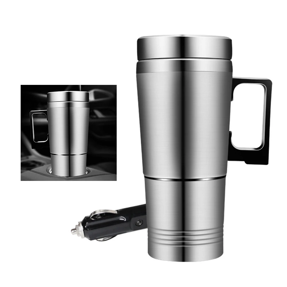 물 커피 우유 보온 머그컵 300ML 캠핑 여행용 주전자 12V/24V 차량용 전기 가열 컵 스테인리스 스틸 물 가열병