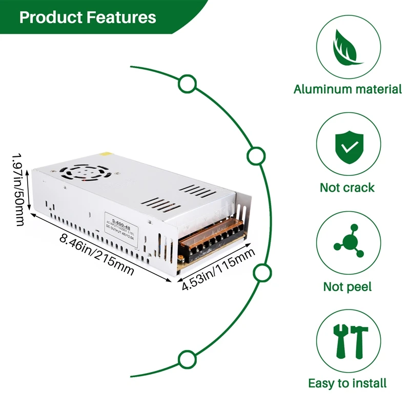 48V 12.5A 600W Switch Power Supply Monitoring Equipment Industrial Automation PLC Control Cabinet LED Equipment