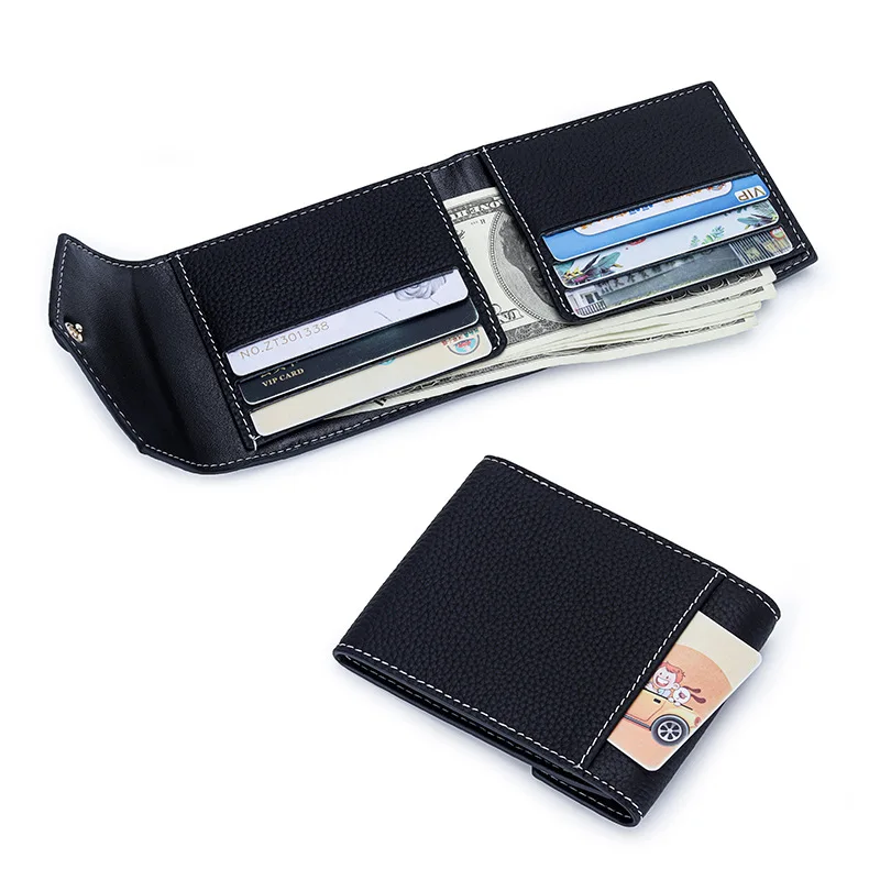 Leather Small Women Wallet Buckle Tifold Luxury Envelope Card Holder Purse Multipurpose Cash Coin Short Lady Dollars Clip Wallet