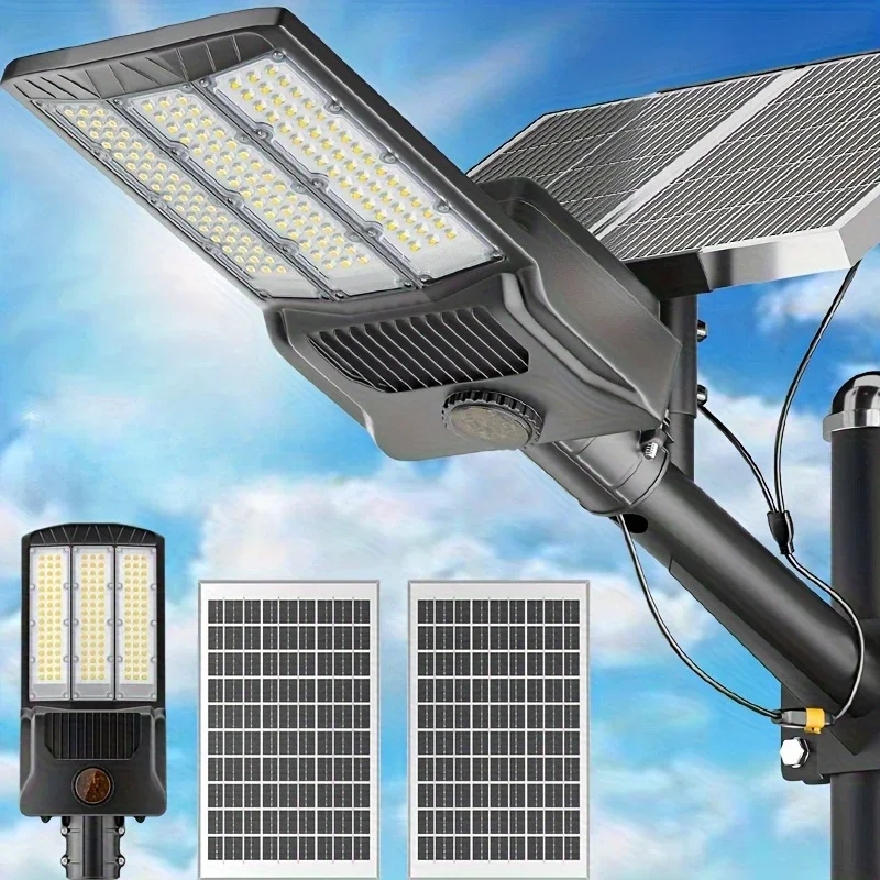 Solar Street Lights Outdoor Motion Sensor Light 8000W 800000LM 6500K Solar Security Flood Lights Solar Lamp for Yard, Road