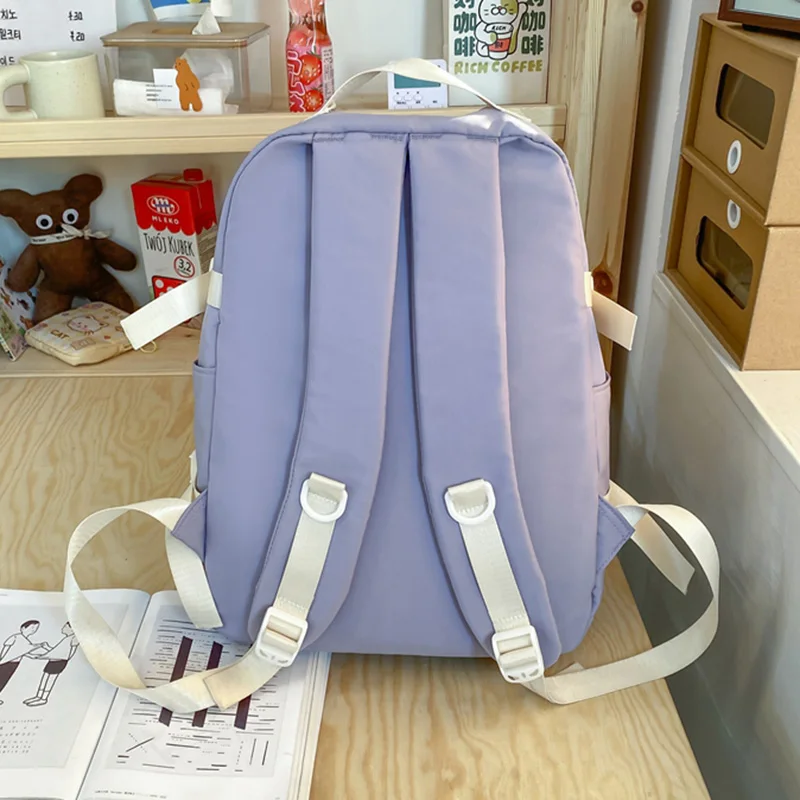 Trendy Lady Kawaii College Backpack Fashion Female Badge Pin Laptop Student Bags Cute Girl Travel Backpack Book Women School Bag