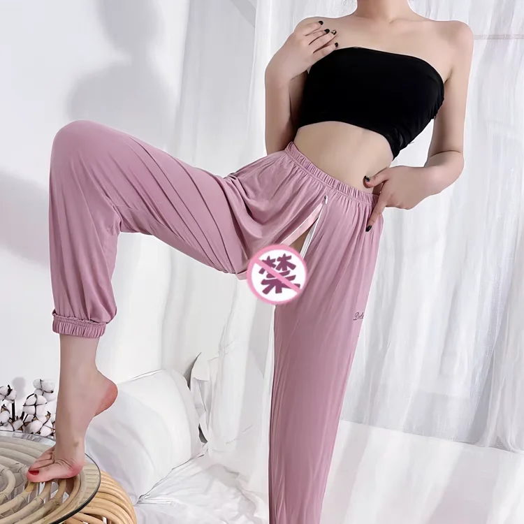 

Woman Sexy Open Crotch Pants Hide Double Zippers Invisable Take Off Couple Outdoor Sex Pants Crotchless Panties Trousers Female