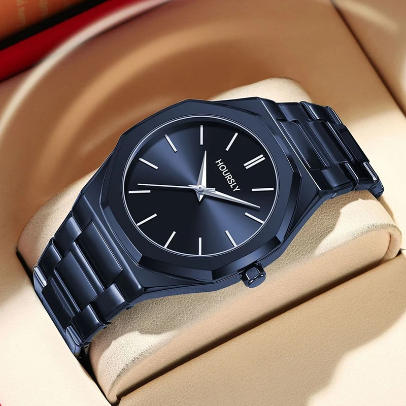 Men's Luxury Gold Quartz Wristwatch with Stainless Steel Band