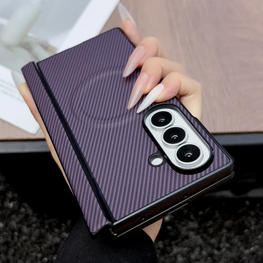Luxury Carbon Fiber Magnetic Hinge Back Case