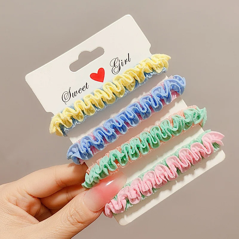 

3Pcs/set New simple bottom leather band lace fold hair loop tie hair rope high elastic headdress hair rope simple headdress
