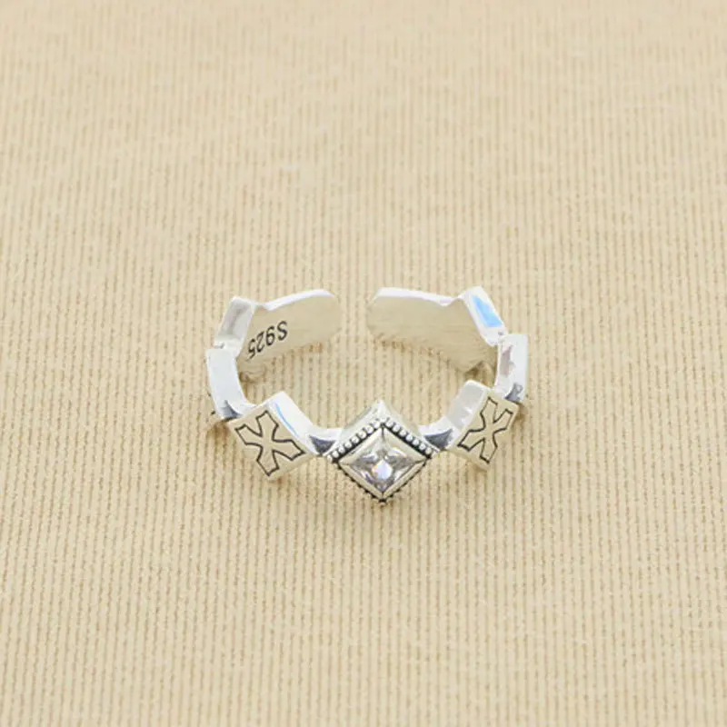 

Coldness, temperament, personality, S925 sterling silver ring, cross, female fashion, ins trend, cross, open ring, male