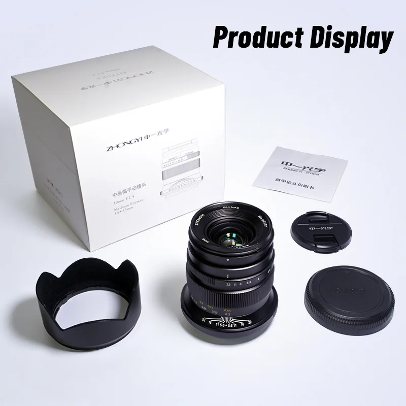 Zhongyi Mitakon 30mm F2.4 MF 중형 프라임 사진 렌즈 (후지필름 GFX, 하셀블라드 XCD 마운트 카메라 GFX50S, GFX100, X2D 용)