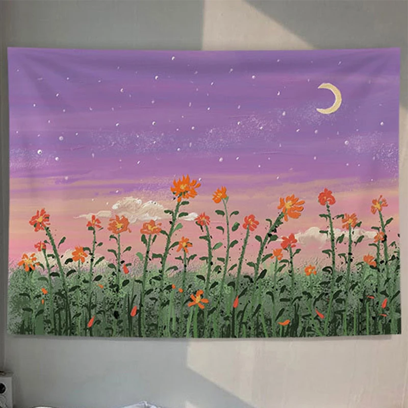 

Oil painting sky scenery Bohemian Kawaii room decoration tapestry female wall cloth