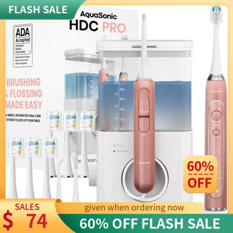 

AquaSonic Home Dental Center PRO – Brushing & Flossing Made Easy – Brush & Floss – Power Toothbrush & Water Flosser