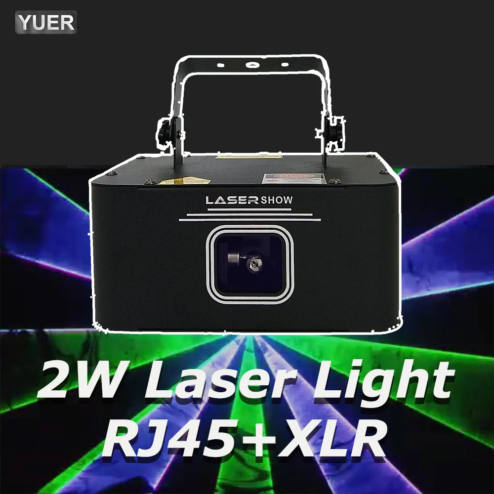 2W RGB Scanning Animation Laser Light RJ45+XLR Voice Activated Disco Stage Light Party Performance Laser Projection Home Party