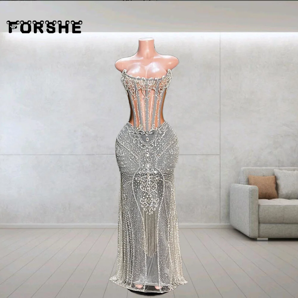 

Sparkly Prom Dress For Women 2024 Sequin Rhinestone Sexy Mermaid Party Dresses Black Girls Robe Soireé Femme