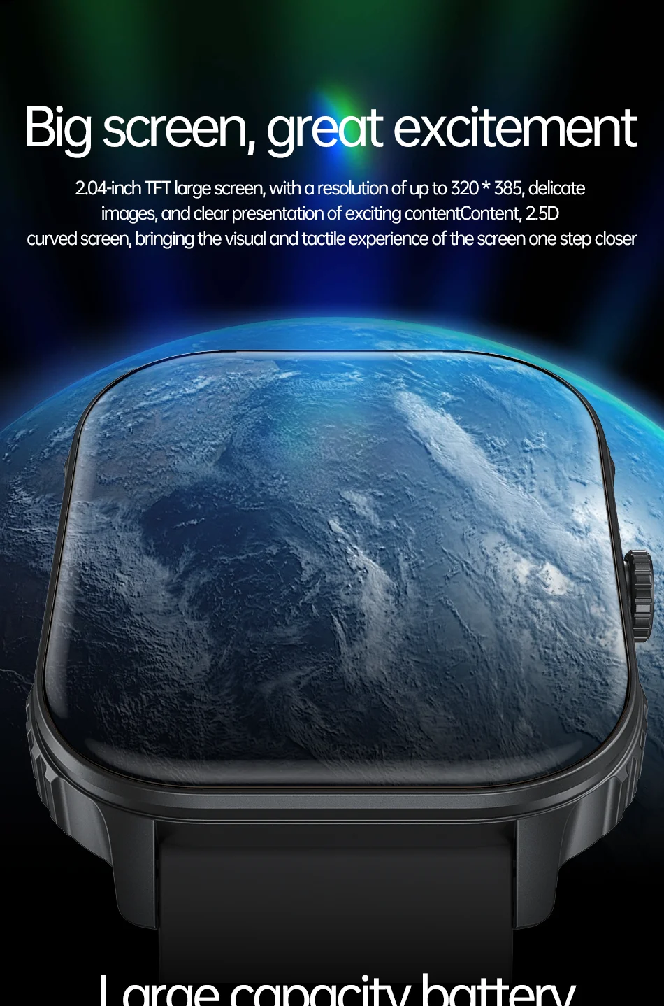 2026 New Smartwatch 1000MAH Large battery 2.04''HD screen GPS IP68Waterproof Bluetooth call Health monitoring Voice assistant 3