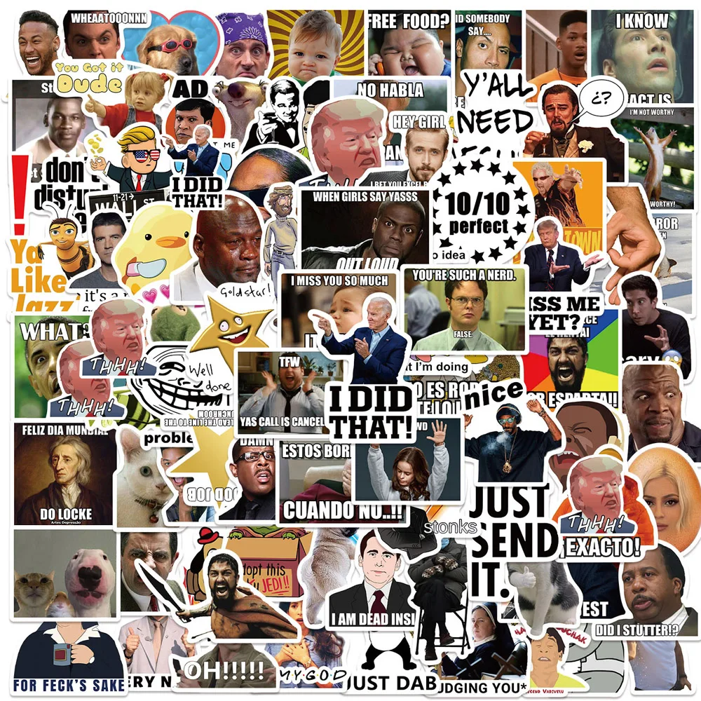 

10/30/50/100PCS Funny Character Meme Graffiti Stickers Decal Skateboard Motorcycle Guitar Laptop Luggage Waterproof Sticker Toy