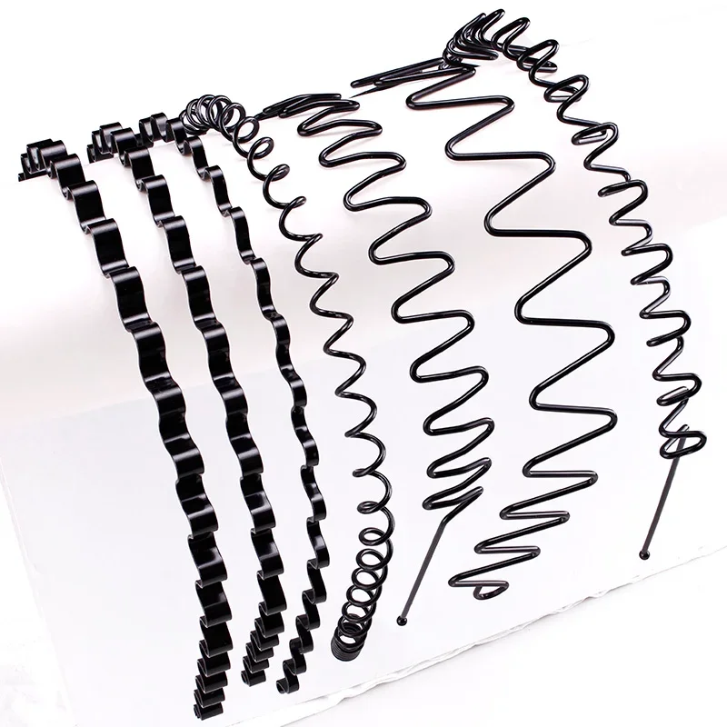 1/8Pcs Non Slip Unisex Black Metal Spiral Wave Hoofdband Mannen Vrouwen Flexibele Sport Haarband Accessoires Haar band Accessoires