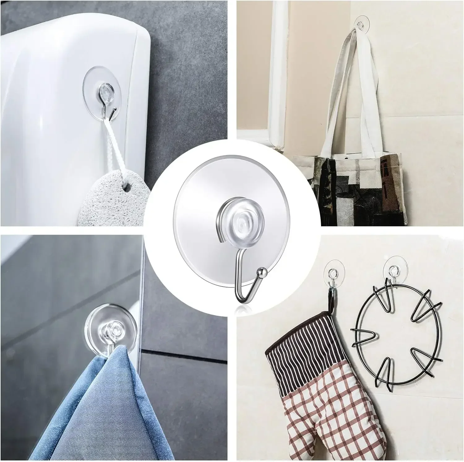Transparent Suction Cup Hooks for Versatile Use - Kitchen, Bathroom, and Glass Walls - Set of 5/10