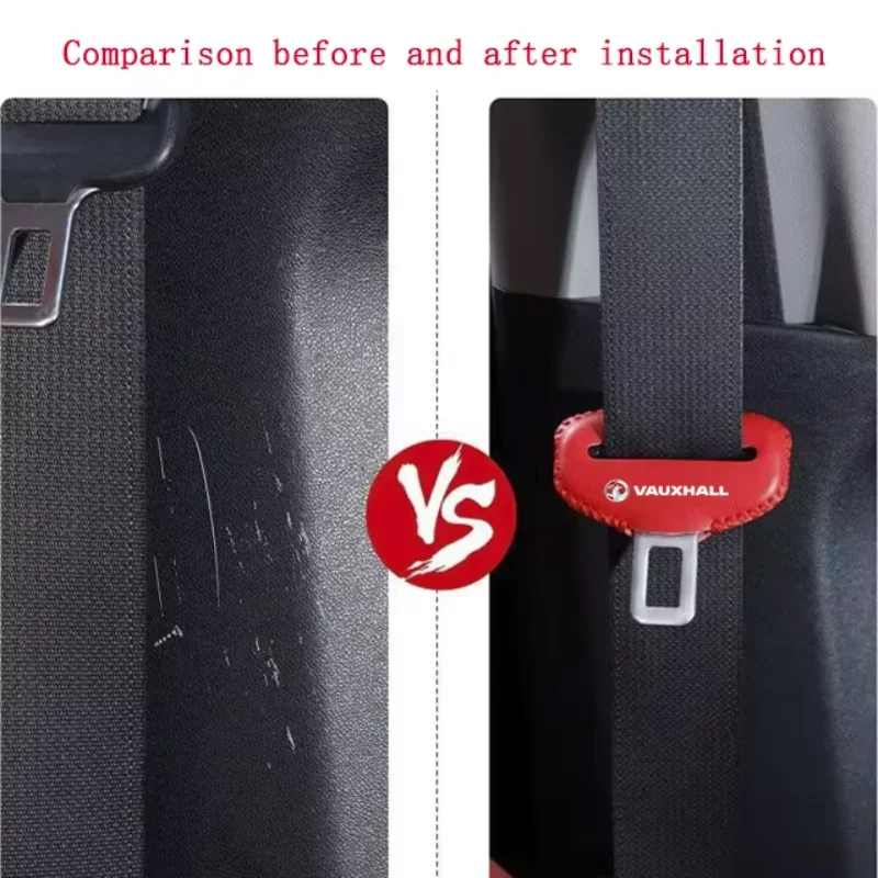 2pcs PU Leather Car Seat Belt Buckle Clip Cover Protector Anti-Scratch Case For VAUXHALL