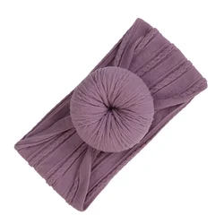 Cotton Bow Headbands for Baby Girls - Elastic Hairbands with Dot, Stripe, and Floral Prints (Grape)