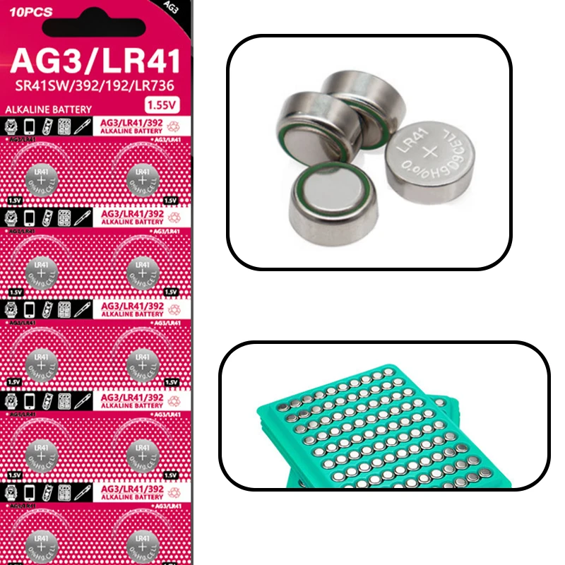 1 30pcs AG3 Button Battery LR41 Zinc Manganese 1 55V 40mAh Battery Cell 1 30pcs ag3 button battery lr41 zinc manganese 1 55v 40mah battery cell