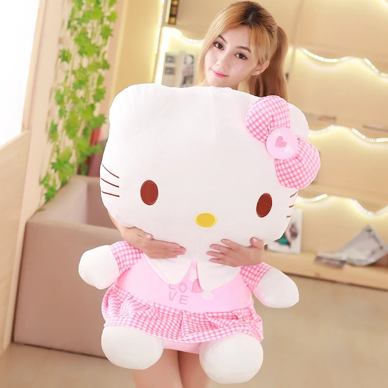 Big Size Sanrio Plush Hello Kitty Plush Room Decor Plushies Kawaii Dolls Hello Kitty Stuffed Animal Toy Ragdoll Home Xmas Gift sanrio flat shoes my melody kuromi non slip slipper women student slippers at home shower slipper soft sandals summer shoe