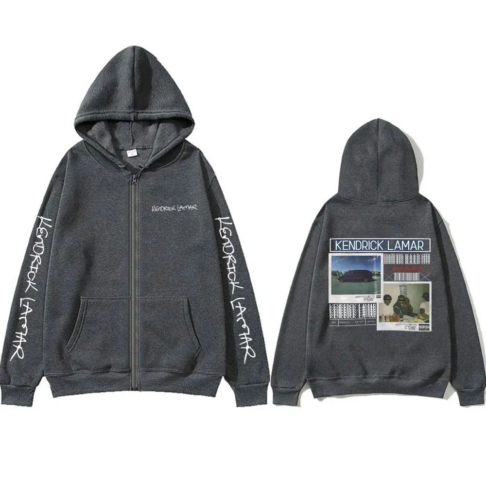 Rapper Kendrick Lamar Good Kid Album Cover Zipper Hoodie Men Women Hip Hop Vintage Oversized Zip Up Jacket Male Fleece Hoodies