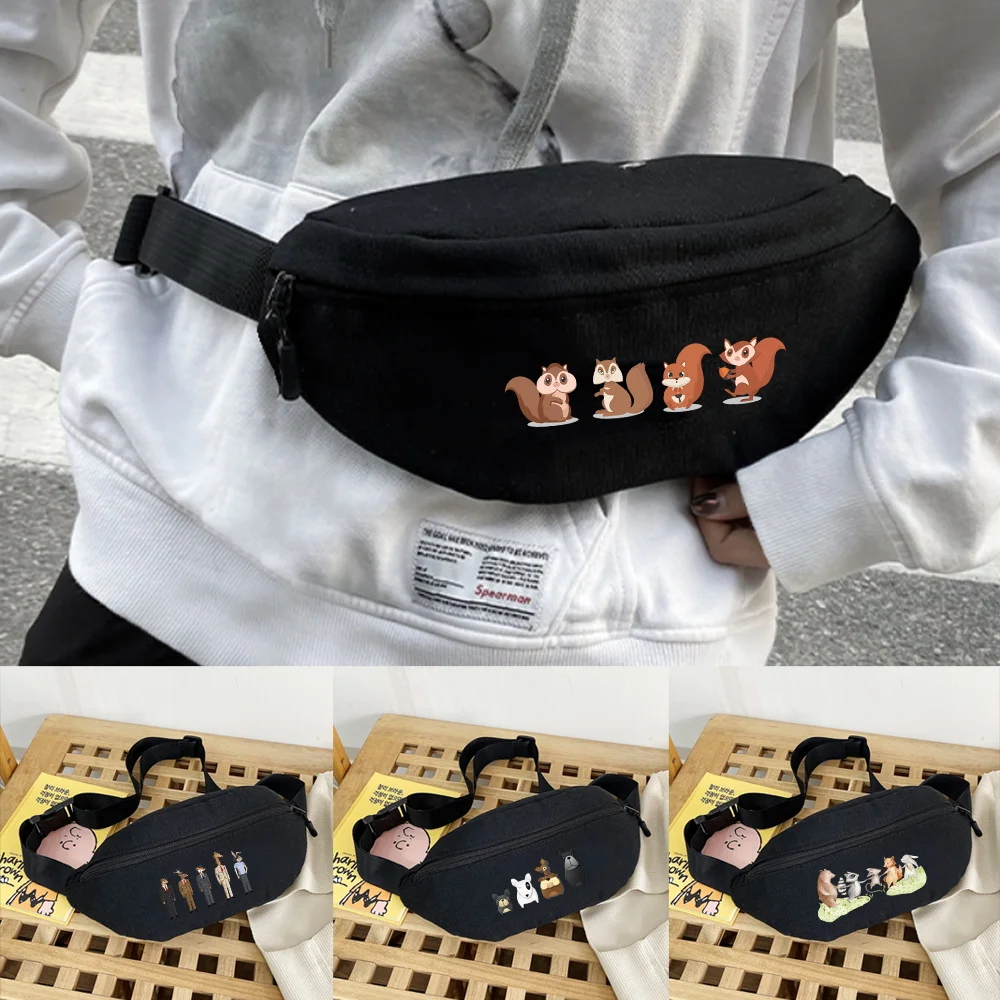 

Men Women Fanny Pack Teenager Outdoor Sports Running Cycling Waist Bag Cartoon Print Shoulder Belt Bag Travel Phone Pouch Bags