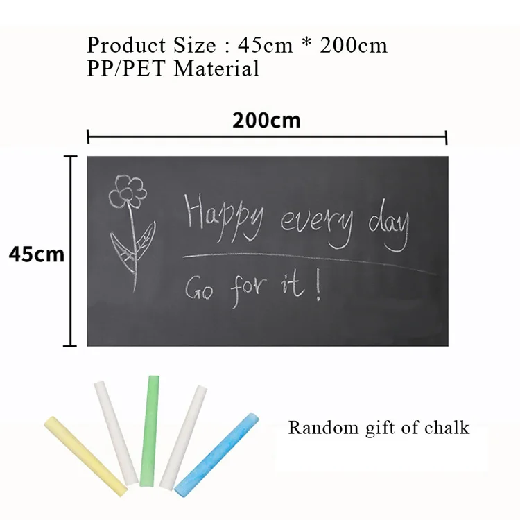 45 * 200 cm Tafel-Wandaufkleber, Kreidetafel, abnehmbar, zum Zeichnen, Wanddekoration, Kunst, Kreidetafel-Tapete für Kinderzimmer-Dekoration – Detail 1