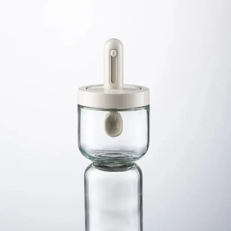 Kitchen Accessories Seasoning Pot with Spoon Salt Pepper Seasoning Pot Sauce Vinegar Glass Oil Brush Bottle Honey Sugar Pot