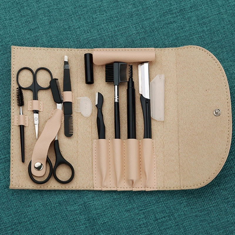 8Pcs Beauty Makeup Set Eyebrow Trimmer Shaver for Razor Brow Shaper Scissors Eyebrow Pen Brush Comb Face Tweezer for Mak
