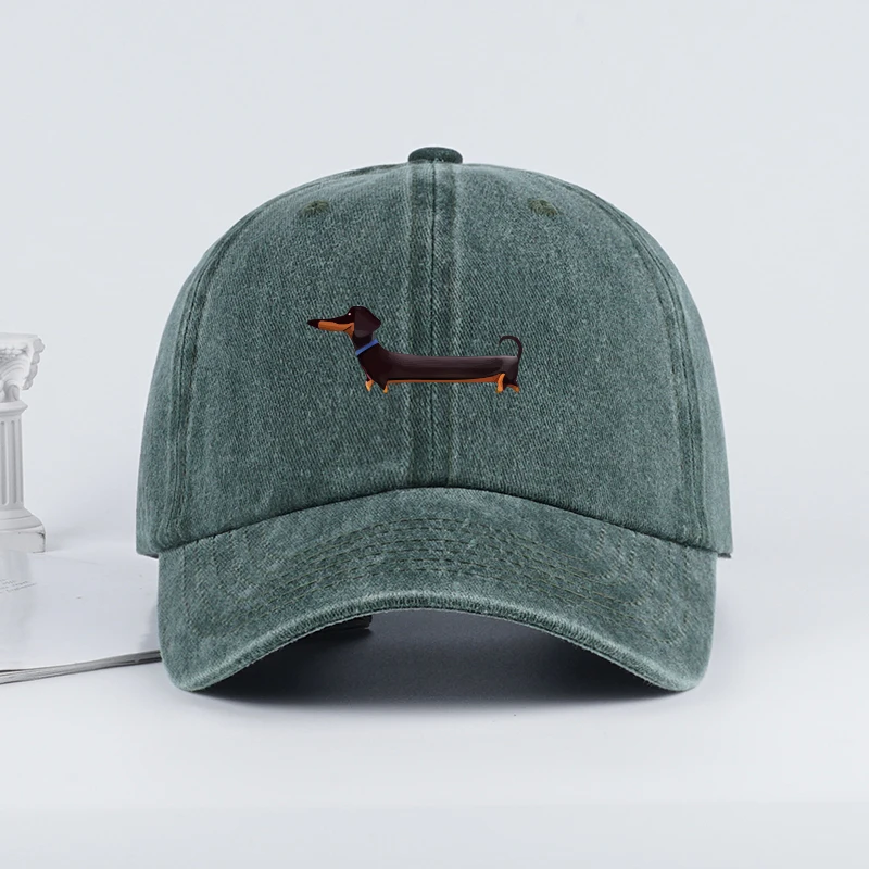 Retro Dachshund Print Baseball Cap - Adorable Dog-Themed Style for Outdoor Walks & Pet Gatherings