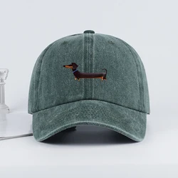 Retro Dachshund Print Baseball Cap - Adorable Dog - Themed Style for Outdoor Walks & Pet Gatherings (ARMY GREEN)