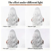 Perruque synthétique longue bouclée ondulée blanche argentée, perruque d'imitation blanche Pure élégante à la mode pour femmes 3