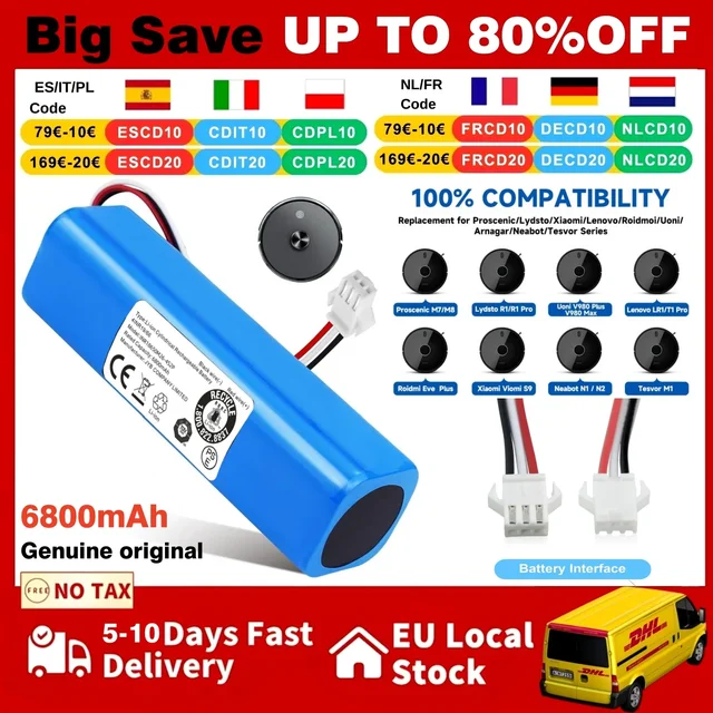 Batterie Li-ion Rechargeable d'origine pour Xiaomi Lydsto R1/Viomi S9/Roidmi Eve Plus/neabot Q11 SYB2 batterie pour aspirateur Robot 1