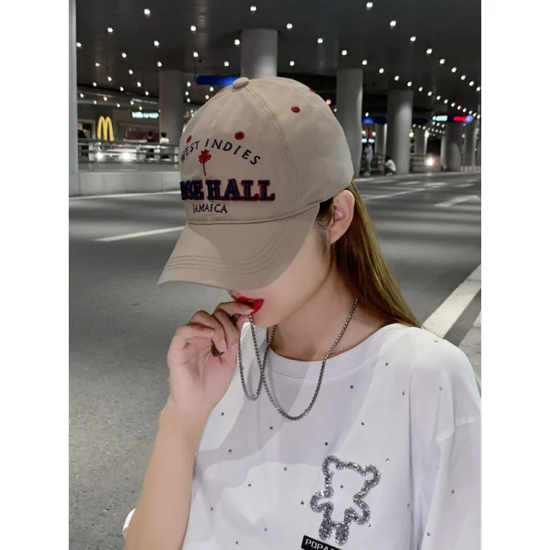 

Hat Female Spring and Autumn All-matching Duck Cap Sun Shade Sunscreen Sun Hat Alphabet Embroidery 2023 Summer Baseball Cap