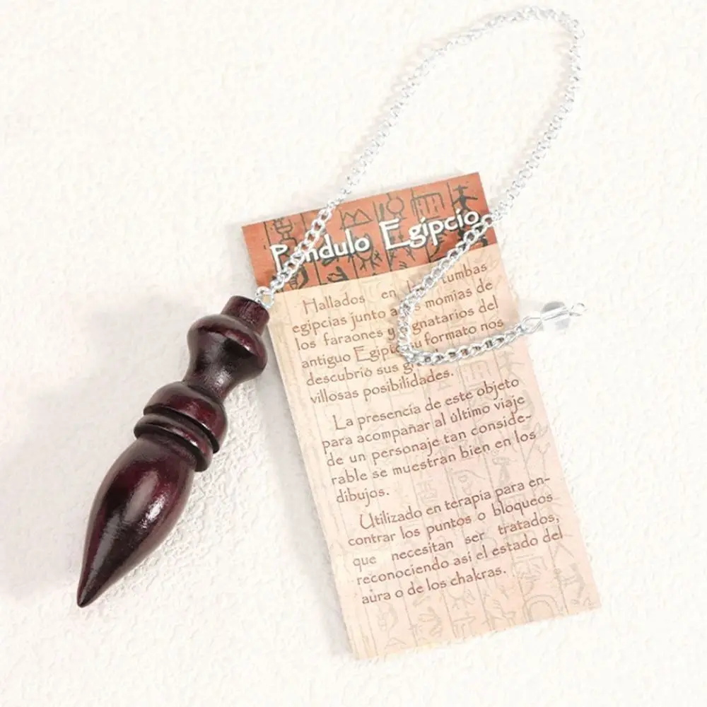 Healing Natural Wooden Pendulum Portable Wooden Amulet Reiki Spiritual Pendulo with Chain Dowsing Reiki Pendulum Pendant