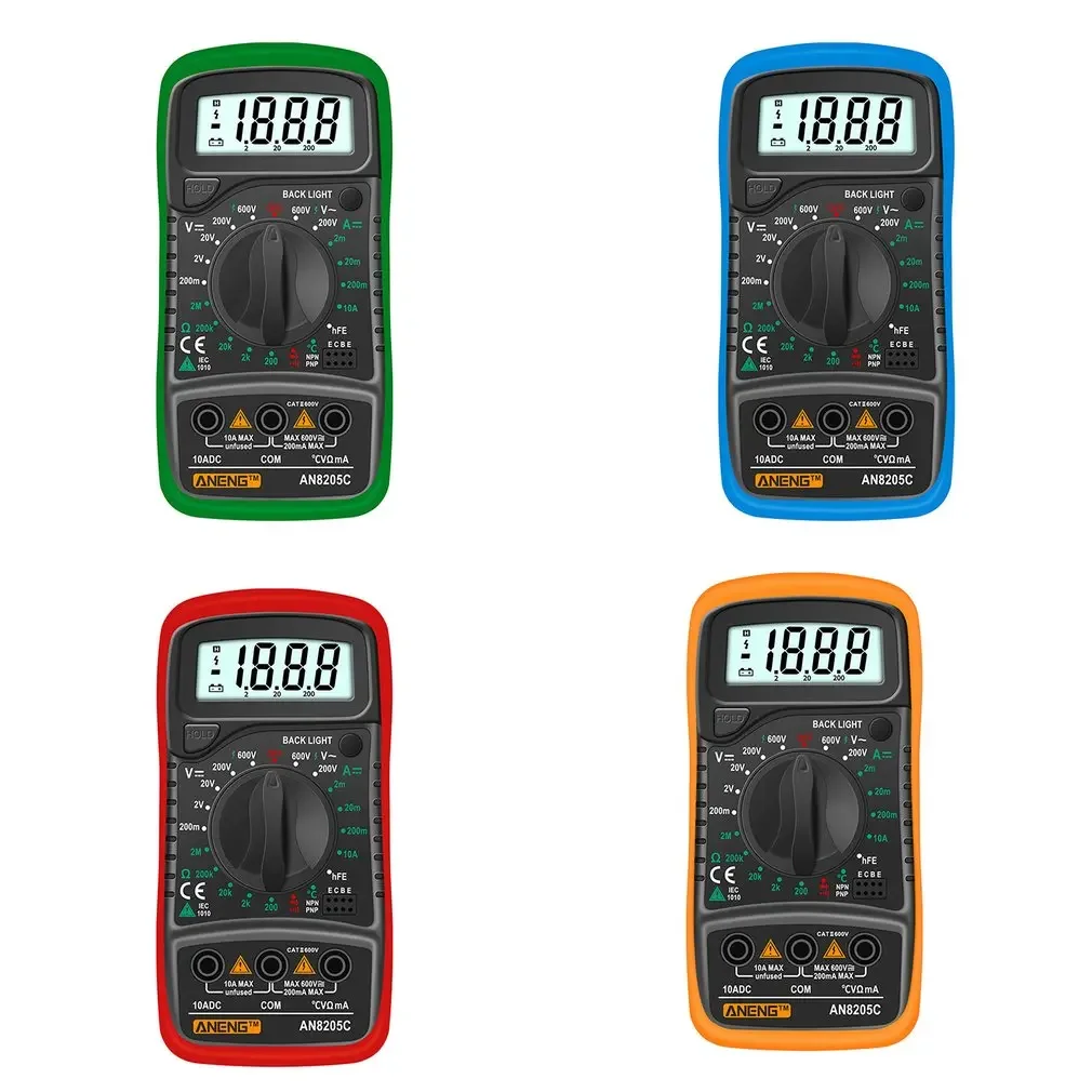 Digital Multimeter Multimeter Tester ANENG AN8205C Digital Multimeter AC/DC Ammeter Volt Ohm Test Meter With Thermocouple LCD Backlight Display