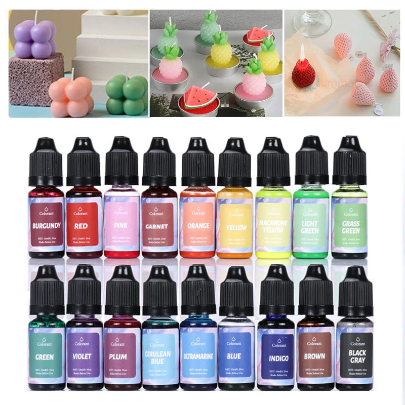 18Color Concentrated Liquid Candle Dye Aromatherapy Candle Color Essence Soy Wax Dye DIY Making Supplies Safe and Natural