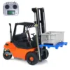 1/14 Scale RC Hydraulic Forklift Wheeled Transfer Car Model 40DA3 Metal Machine Construction Vehicles Light Sound Toys TH23692 1