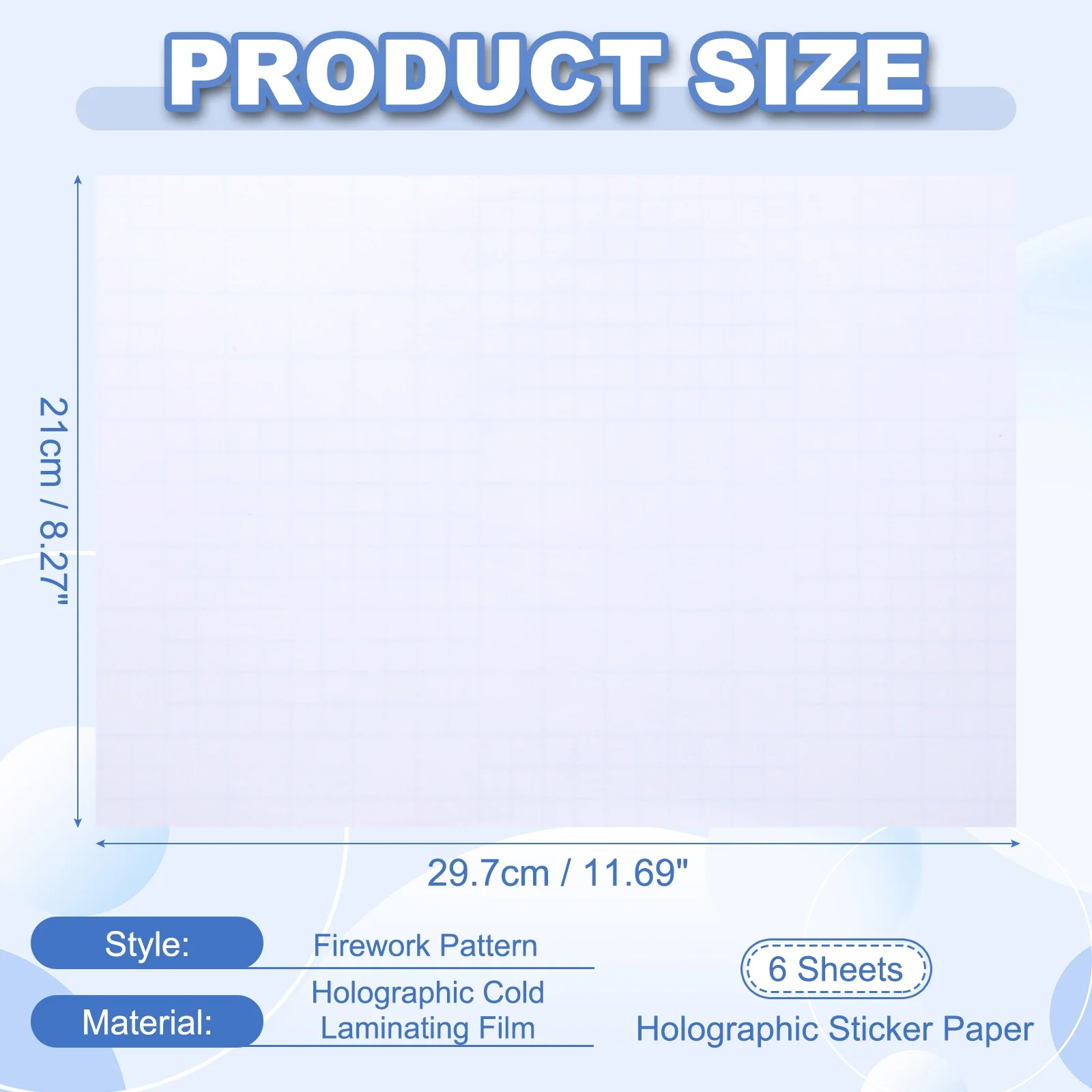 6/12Pcs 홀로그램 라미네이트 시트 홀로그램 스티커 용지 A4 방수 자체 접착 투명 비닐 라미네이트 필름