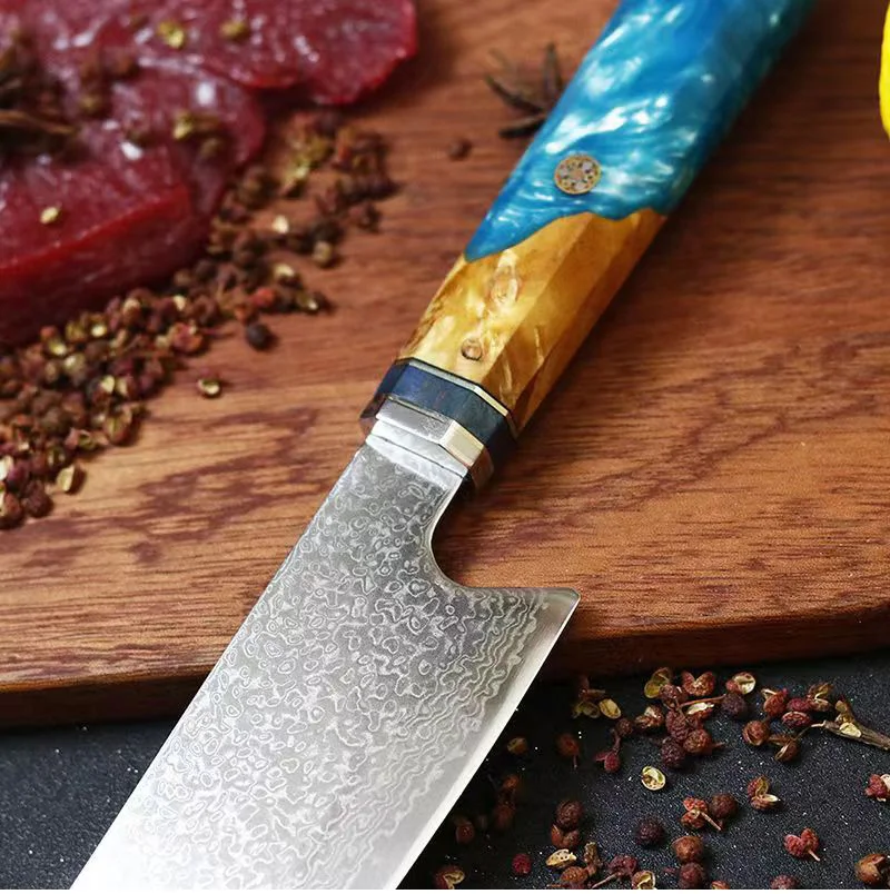Description Picture 3 of itemResin Knife Handle DIY Professional Chef Kitchen Fish Raw Slicer Santoku Japanese Knife Handle Octagonal Replace Accessories