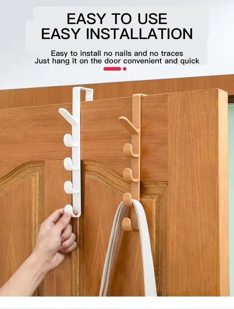 Multifunktion aler Five segment haken tragbarer Kleider haken Tür Handtuch haken frei stanzen nahtloser Haken