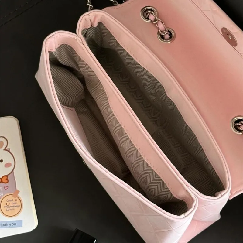 JIAERDI Sweet Cute Heart Handbag Women Diamond Pattern Square Chain Shoulder Bags Ladies Elegant Gentle High End Crossbody Bag