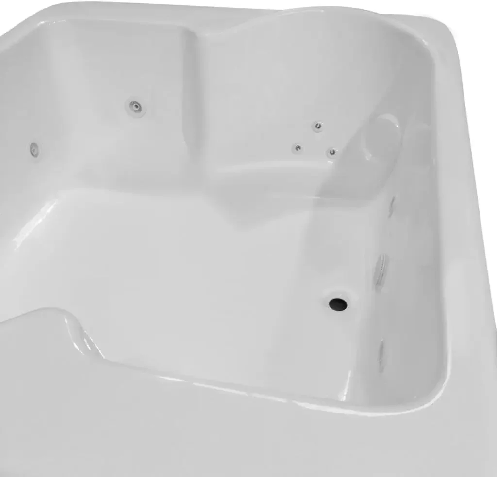 Modern Acrylic Fiberglass Whirlpool Bathtub Water Massage Double Bathtub with Heated White Square Deep Relaxation Soaking 6