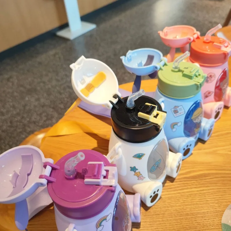 

Creative cartoon cute cute rabbit plastic suction cup oblique span strap girls outdoor kettle double water bottle