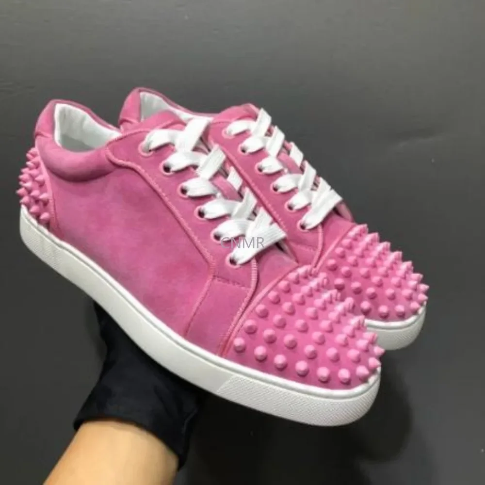 

Top Quality Red Sole Womens Trendy Casual Shoes Luxury Mens Real Leather Shoes Size 35-48 Designr Studded Tide Shoes 01